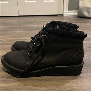 Blowfish Black Ankle Boots with Plush Trim